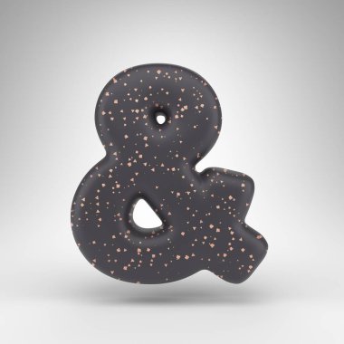 Beyaz arka planda büyükler ve semboller. Bakır noktalı siyah mat 3B tabela.