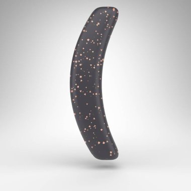 Beyaz arkaplanda sol yuvarlak parantez sembolü. Bakır noktalı siyah mat 3B tabela.