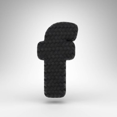 Beyaz arka planda küçük F harfi. Karbon iplik desenli siyah karbon fiber 3D yazı tipi.