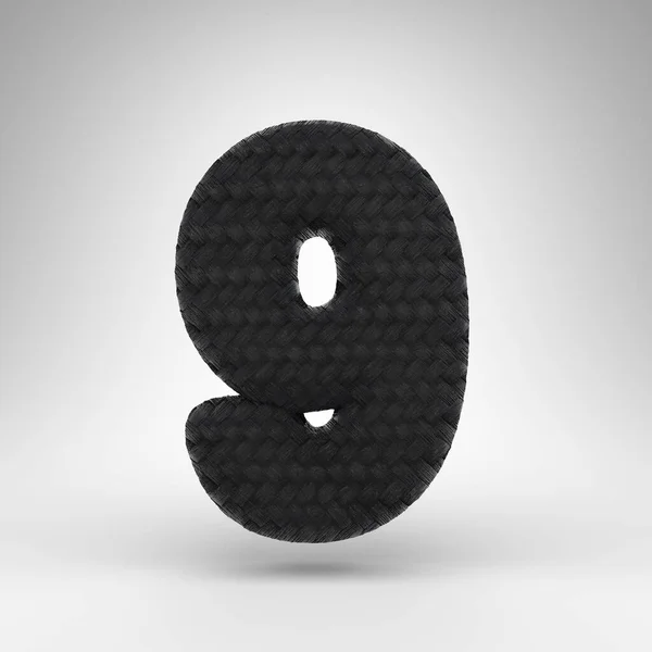 Number White Background Black Carbon Fiber Rendered Number Carbon Thread — Stock Photo, Image