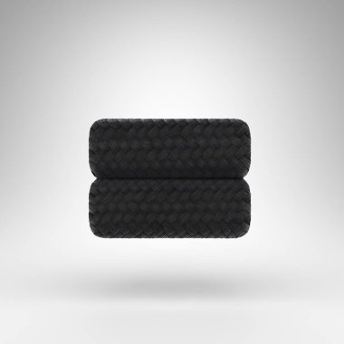 Beyaz arka planda eşit sembol. Siyah karbon fiber 3D karbon iplik desenli işaret.