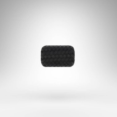 Beyaz arka planda eksi sembol. Karbon iplik desenli siyah karbon fiber 3D işareti.
