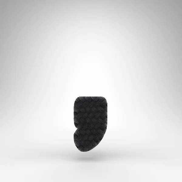 Simbolo Coma su sfondo bianco. Segno nero in fibra di carbonio 3D con trama filo di carbonio. — Foto Stock