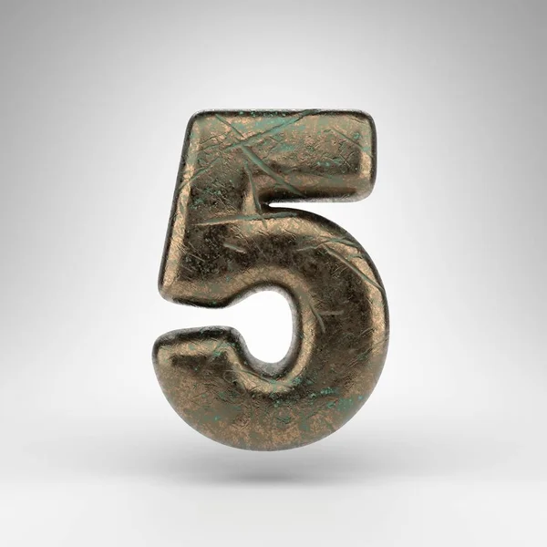 Number White Background Bronze Rendered Number Oxidized Scratched Texture — Stock Photo, Image