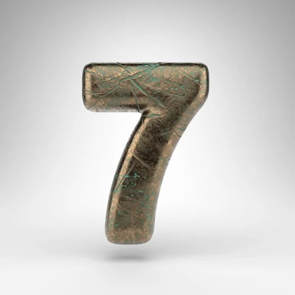 Number White Background Bronze Rendered Number Oxidized Scratched Texture — Stock Photo, Image