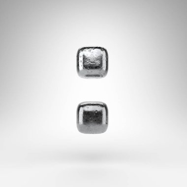 Beyaz arka planda kolon sembolü. Parlak metal desenli 3 boyutlu işaret..