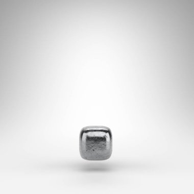 Beyaz arkaplanda dönem sembolü. Parlak metal desenli 3 boyutlu işaret..