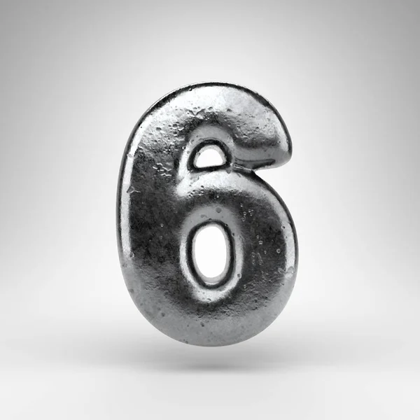 Number White Background Iron Rendered Number Gloss Metal Texture — Stock Photo, Image