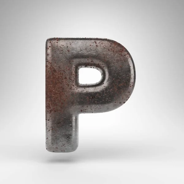 Letter Uppercase White Background Rusty Metal Rendered Font Oxidized Texture — Stock Photo, Image