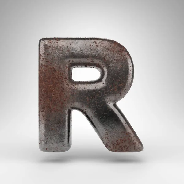 Betű Nagybetűs Fehér Háttérrel Rusty Metal Kiolvasztott Betűtípus Oxidált Textúrával — Stock Fotó
