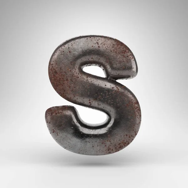 Letter Uppercase White Background Rusty Metal Rendered Font Oxidized Texture — Stock Photo, Image