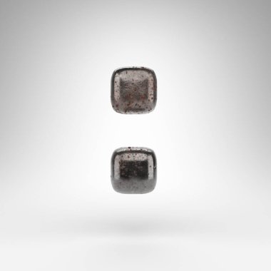 Beyaz arka planda kolon sembolü. Paslı metal 3D, oksitlenmiş desenli..