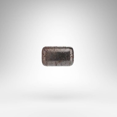 Beyaz arka planda eksi sembol. Paslı metal 3D, oksitlenmiş desenli..