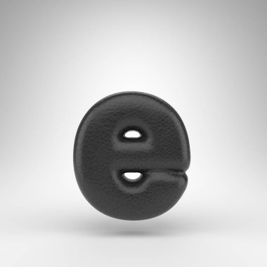 Beyaz arka planda E harfi küçük harf. Deri dokusuna sahip siyah deri 3D yazı tipi.