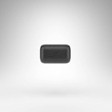 Beyaz arka planda eksi sembol. Deri dokusuyla işlenmiş siyah deri 3D..