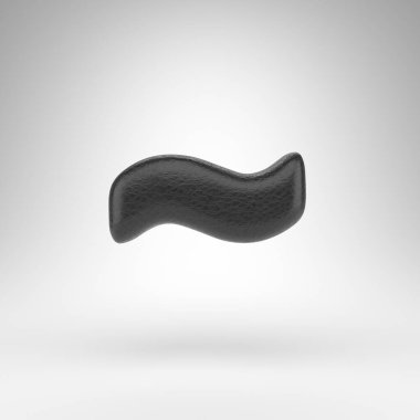 Beyaz arka planda Tilda sembolü. Deri dokusuyla işlenmiş siyah deri 3D..