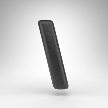 Beyaz arka planda sırt / çizgi sembolü. Deri dokusuyla işlenmiş siyah deri 3D..