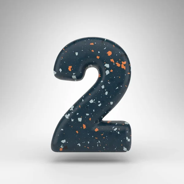 Number White Background Rendered Number Blue Terrazzo Pattern Texture — Stock Photo, Image