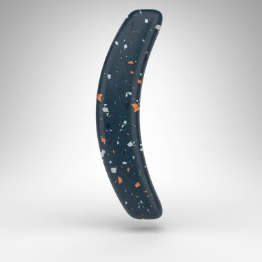 Beyaz arkaplanda sol yuvarlak parantez sembolü. Mavi terrazzo desenli 3 boyutlu işaret..