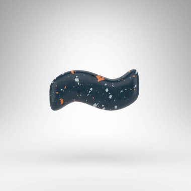 Beyaz arka planda Tilda sembolü. Mavi terrazzo desenli 3 boyutlu işaret..