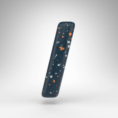 Beyaz arkaplanda ileri / geri işareti. Mavi terrazzo desenli 3 boyutlu işaret..