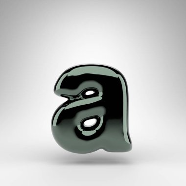 A harfi beyaz arka planda küçük harf. Parlak yüzeyi olan yeşil krom 3D yazı tipi.