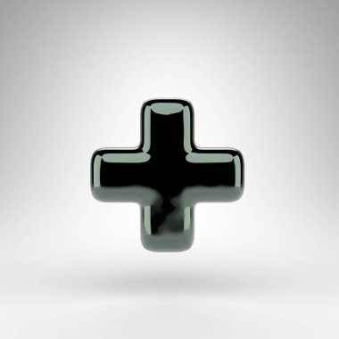 Artı beyaz arka planda bir sembol. Parlak yüzeyi olan yeşil krom 3D işaretiName.