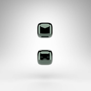 Beyaz arka planda kolon sembolü. Parlak yüzeyi olan yeşil krom 3D işaretiName.