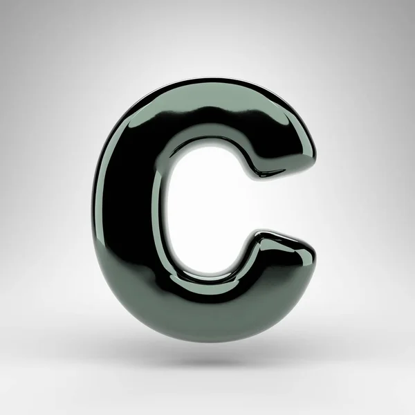 字母C大写字母 白色背景 绿色彩色3D渲染字体 表面光滑 — 图库照片