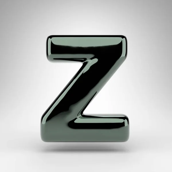 字母Z大写字母白色背景 绿色彩色3D渲染字体 表面光滑 — 图库照片