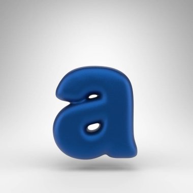 A harfi beyaz arka planda küçük harf. Mat desenli kutsanmış mavi 3D yazı tipi.