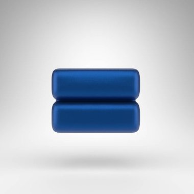 Beyaz arka planda eşit sembol. Mat desenli kutsanmış mavi 3D imzalı..