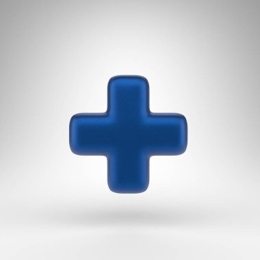 Artı beyaz arka planda bir sembol. Mat desenli kutsanmış mavi 3D imzalı..