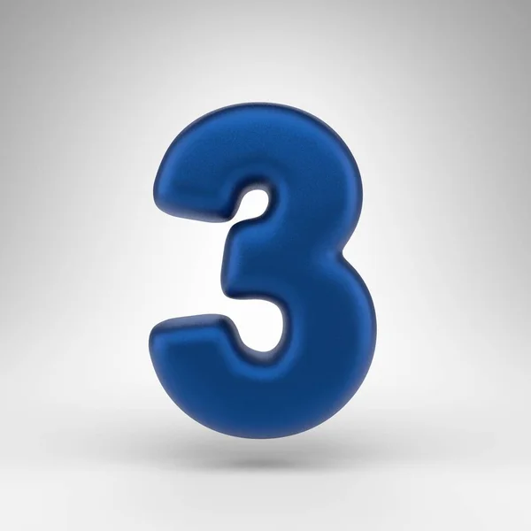 Number White Background Anodized Blue Rendered Number Matte Texture — Stock Photo, Image