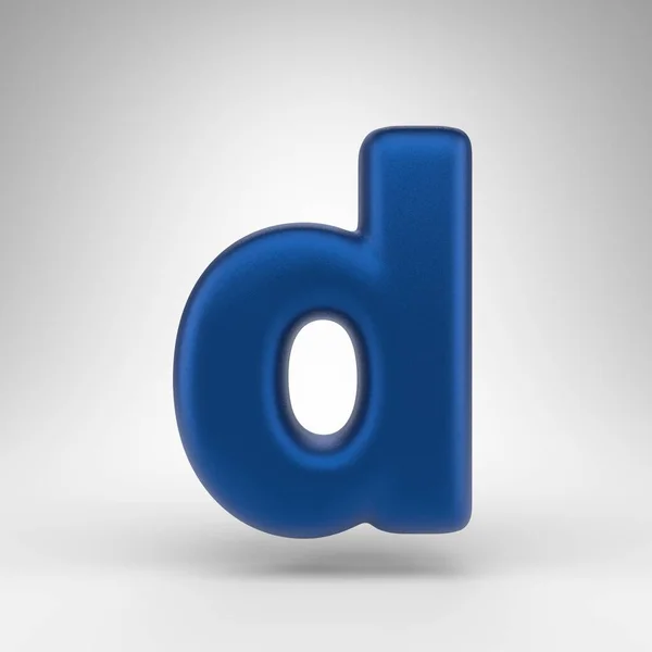 白色背景的字母D小写字母 带衬垫纹理的阳极化蓝色3D渲染字体 — 图库照片