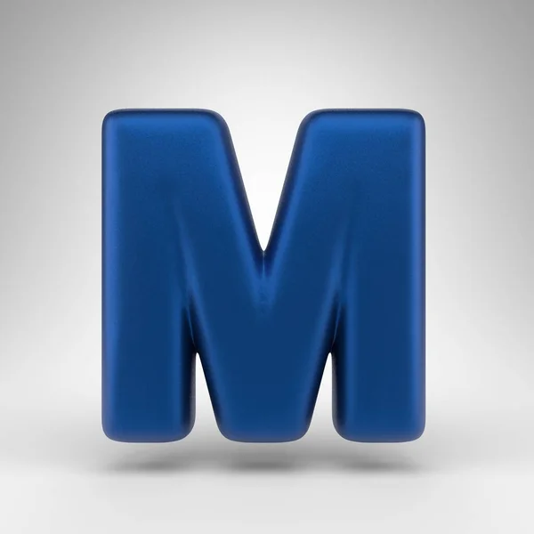 白地にMの大文字を入れる マットな質感の陽極酸化ブルー3Dレンダリングフォント — ストック写真