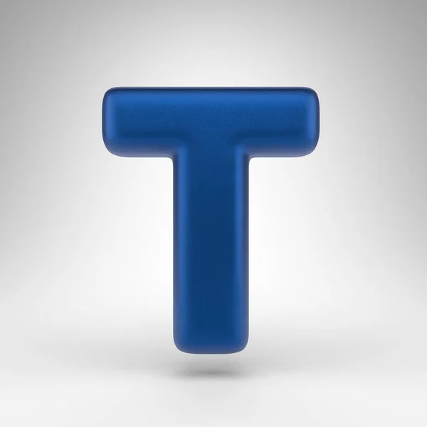 Betű Nagybetűs Fehér Háttérrel Anodized Blue Renderelt Betűtípus Matt Textúrával — Stock Fotó