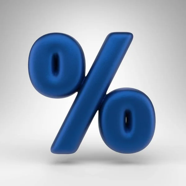 Símbolo Porcentual Sobre Fondo Blanco Signo Azul Anodizado Con Textura —  Fotos de Stock