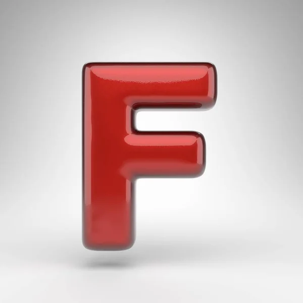字母F大写字母白色背景 红色汽车油漆3D渲染字体与光滑的金属表面 — 图库照片