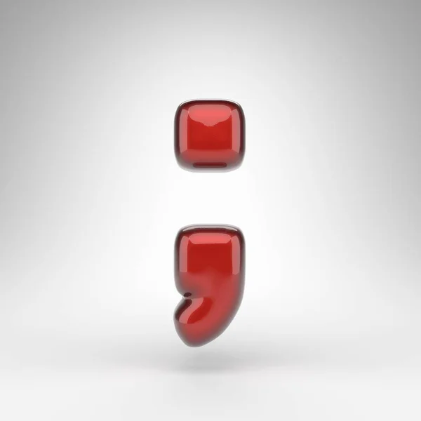 Semicolon Symbool Witte Achtergrond Rode Auto Verf Gerenderd Bord Met — Stockfoto
