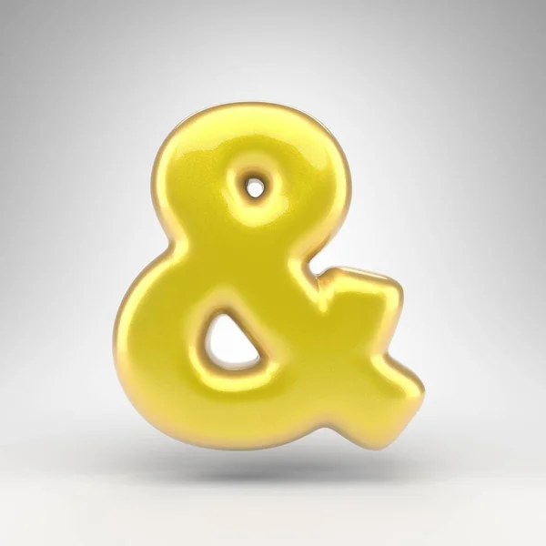 Ampersand Symbool Witte Achtergrond Gele Auto Verf Gerenderd Bord Met — Stockfoto