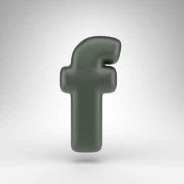 Beyaz arka planda küçük F harfi. Mat desenli kutsanmış yeşil 3D yazı tipi.