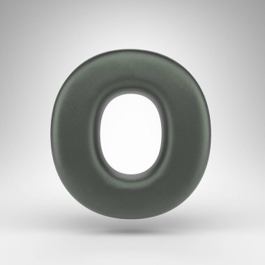 Beyaz arka planda 0 büyük harf. Mat desenli kutsanmış yeşil 3D yazı tipi.