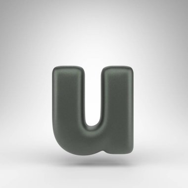 Beyaz arka planda U harfi. Mat desenli kutsanmış yeşil 3D yazı tipi.