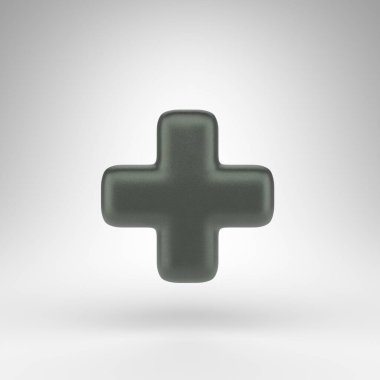 Artı beyaz arka planda bir sembol. Mat desenli kutsanmış yeşil 3D imzalı.