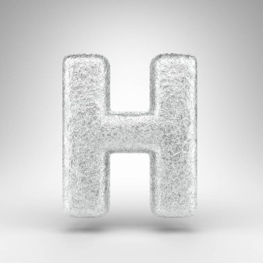 Beyaz arka planda H büyük harfi. Parlak metal desenli alüminyum folyo 3D yazı tipi.