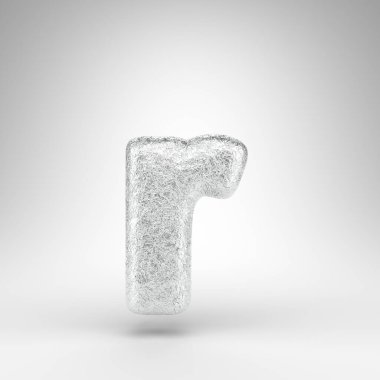 Beyaz arka planda R harfi küçük harf. Parlak metal desenli alüminyum folyo 3D yazı tipi.