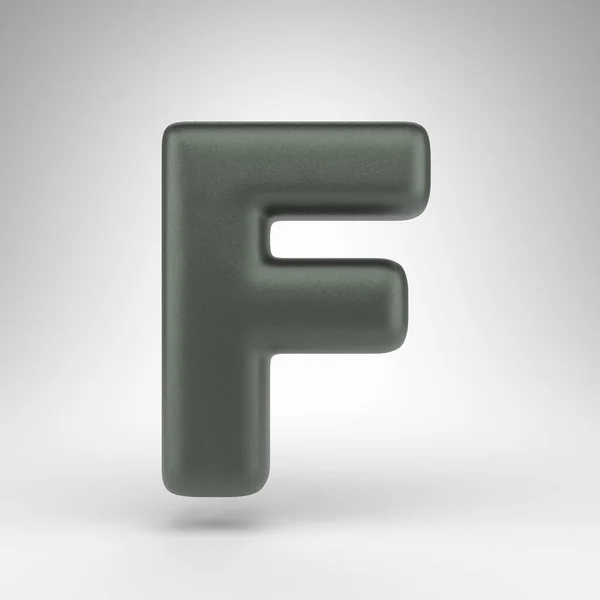 字母F大写字母白色背景 带衬垫纹理的无电化绿色3D渲染字体 — 图库照片
