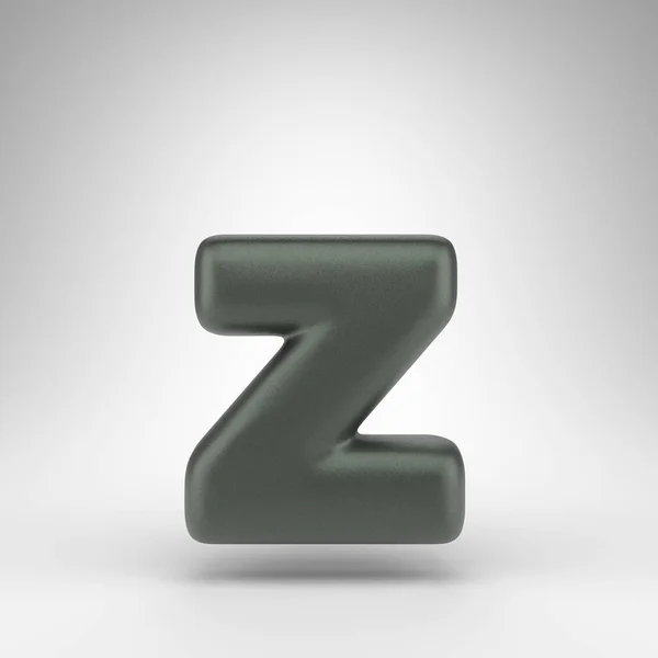 字母Z白色背景的小写字母 带衬垫纹理的无电化绿色3D渲染字体 — 图库照片