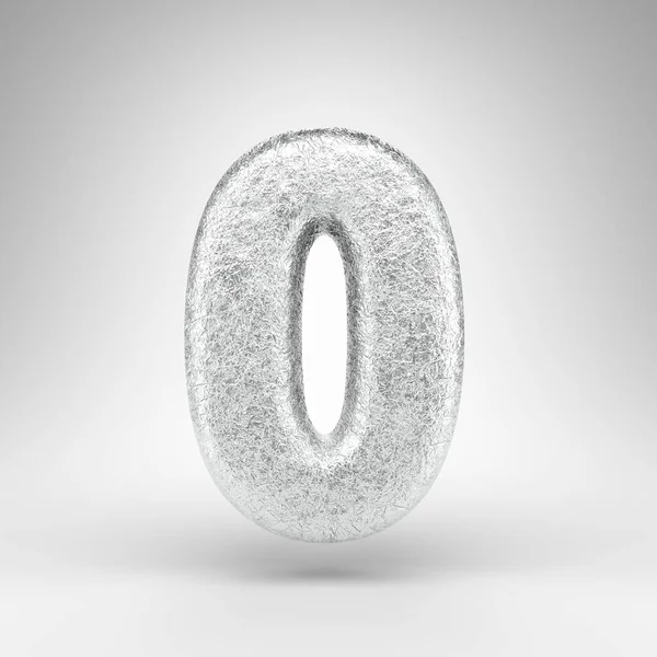 Numero Sfondo Bianco Foglio Alluminio Increspato Reso Numero Con Texture — Foto Stock